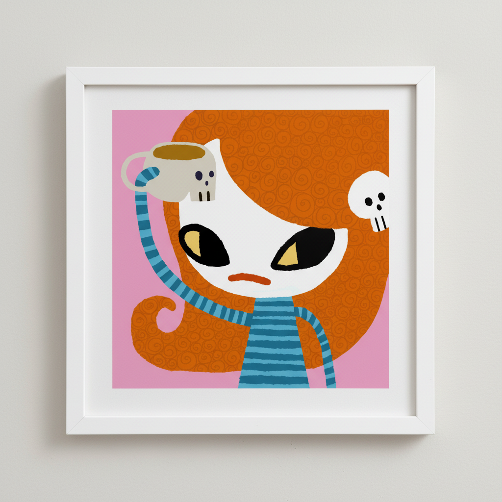 Cheers print white frame close-up