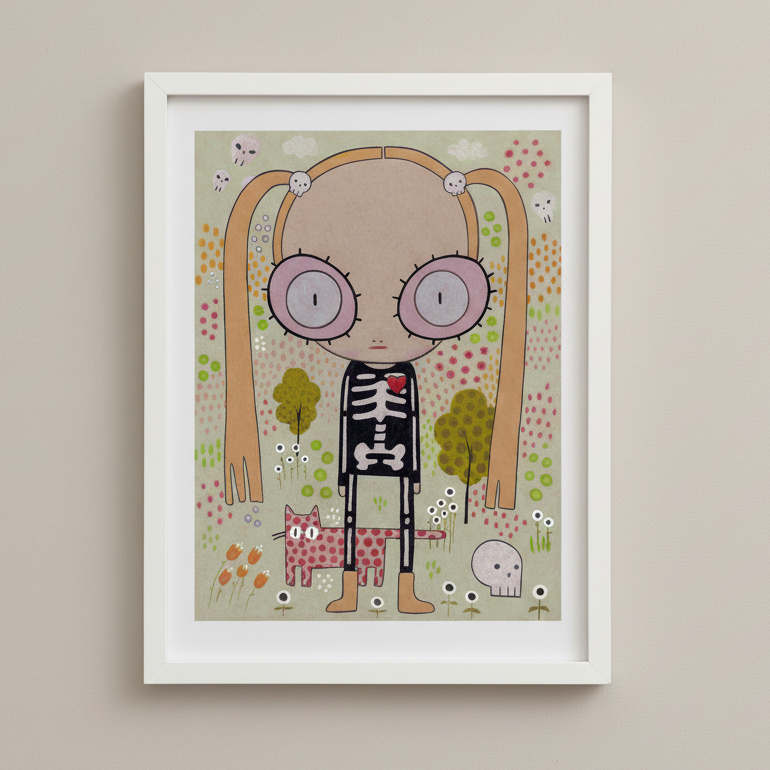 Skeleton girl print complete